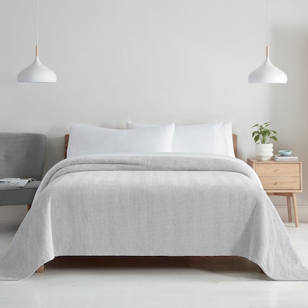 Monarch Brands Aston & Arden Chenille Blanket - Queen, Light Grey P-BLT-CHN-QN-LG